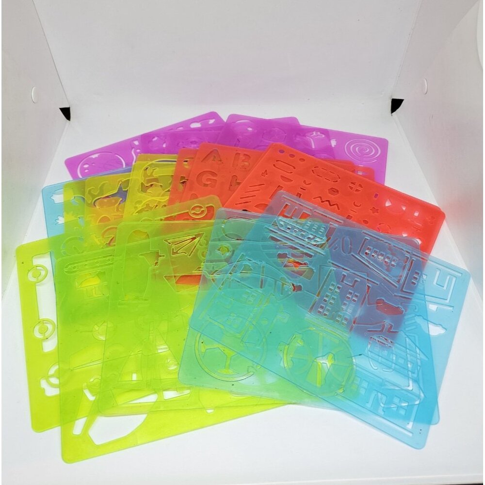 Lot of 18 STENCILS Plastic Templates ART Alphabet Holidays Animals Nature